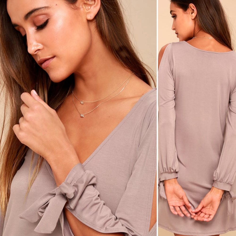Taupe Shift Dress - Picture 2 of 3